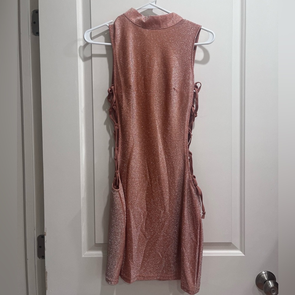 Peppermayo orange glitter mini dress